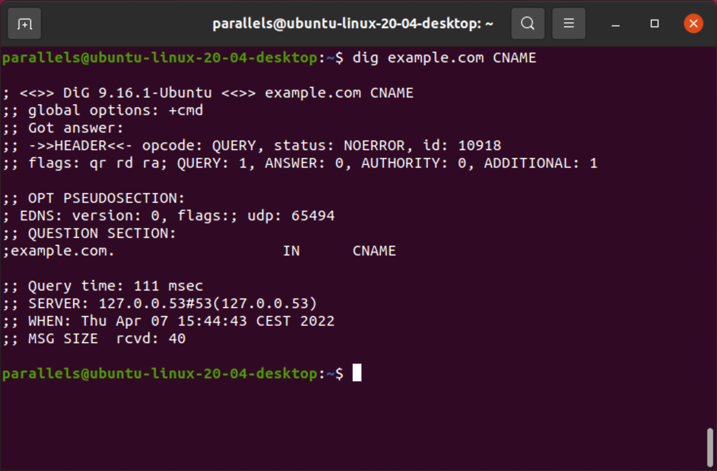 CNAME lookup in Linux